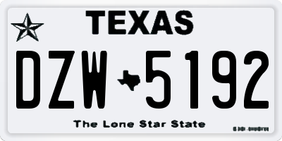 TX license plate DZW5192