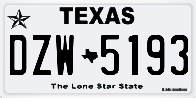 TX license plate DZW5193