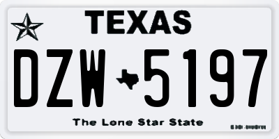TX license plate DZW5197