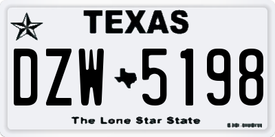 TX license plate DZW5198