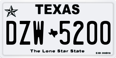 TX license plate DZW5200