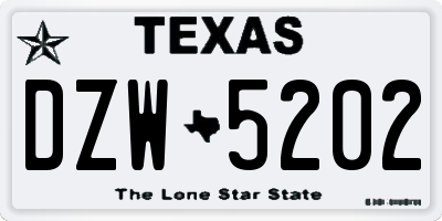 TX license plate DZW5202