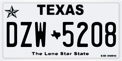 TX license plate DZW5208