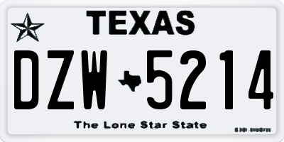 TX license plate DZW5214