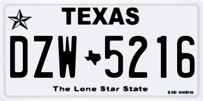 TX license plate DZW5216