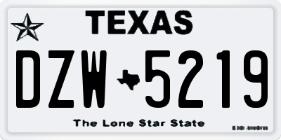 TX license plate DZW5219