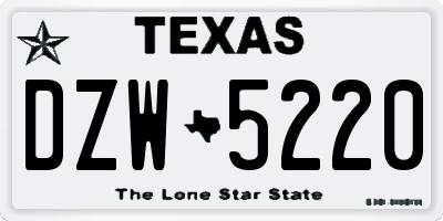 TX license plate DZW5220