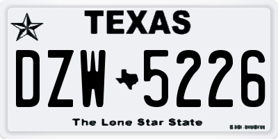 TX license plate DZW5226