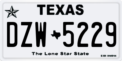 TX license plate DZW5229