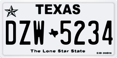 TX license plate DZW5234