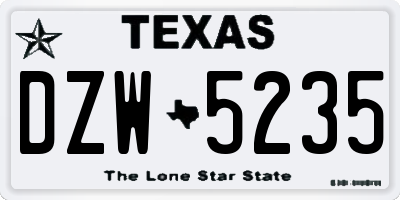 TX license plate DZW5235