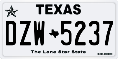 TX license plate DZW5237