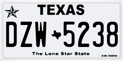 TX license plate DZW5238
