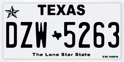 TX license plate DZW5263