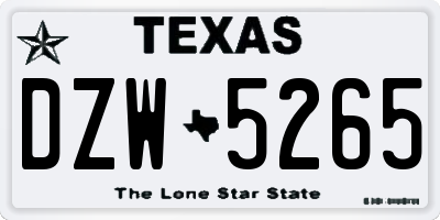 TX license plate DZW5265