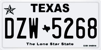 TX license plate DZW5268