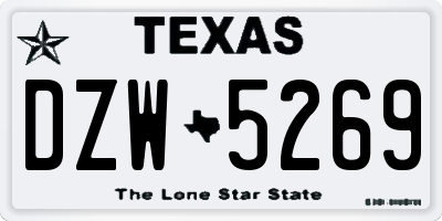 TX license plate DZW5269