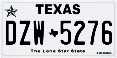TX license plate DZW5276