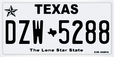 TX license plate DZW5288