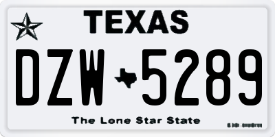 TX license plate DZW5289