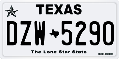 TX license plate DZW5290