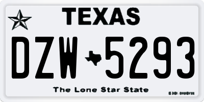TX license plate DZW5293