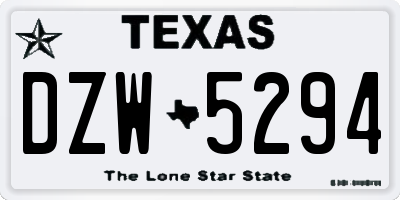 TX license plate DZW5294