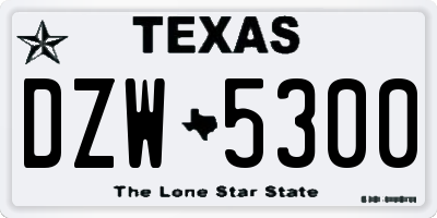 TX license plate DZW5300