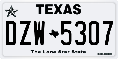 TX license plate DZW5307