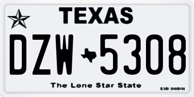 TX license plate DZW5308