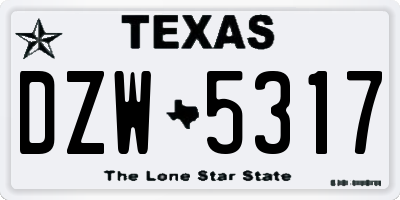 TX license plate DZW5317