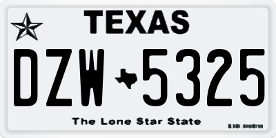 TX license plate DZW5325