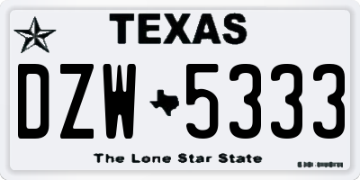 TX license plate DZW5333