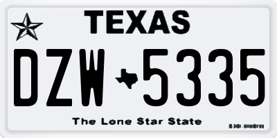 TX license plate DZW5335