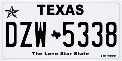 TX license plate DZW5338