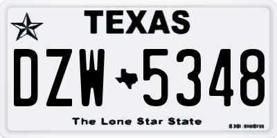 TX license plate DZW5348