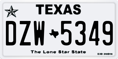 TX license plate DZW5349