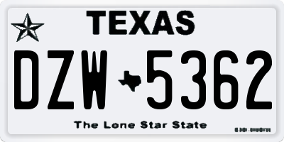 TX license plate DZW5362