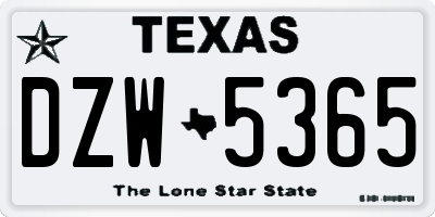 TX license plate DZW5365