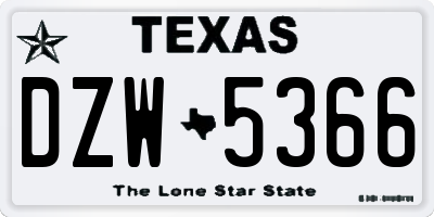 TX license plate DZW5366