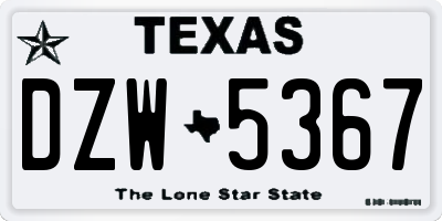 TX license plate DZW5367