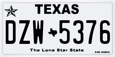 TX license plate DZW5376