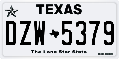 TX license plate DZW5379