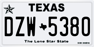TX license plate DZW5380
