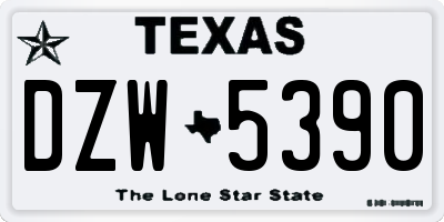 TX license plate DZW5390
