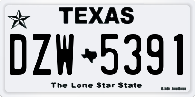TX license plate DZW5391