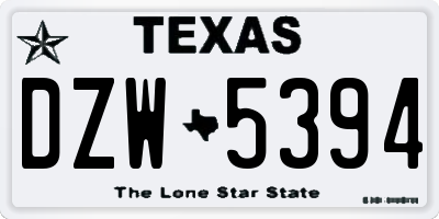 TX license plate DZW5394