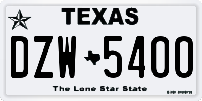 TX license plate DZW5400