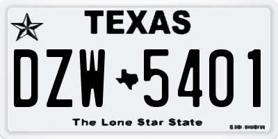 TX license plate DZW5401