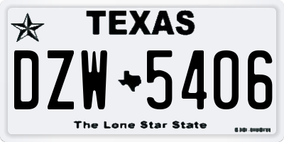 TX license plate DZW5406